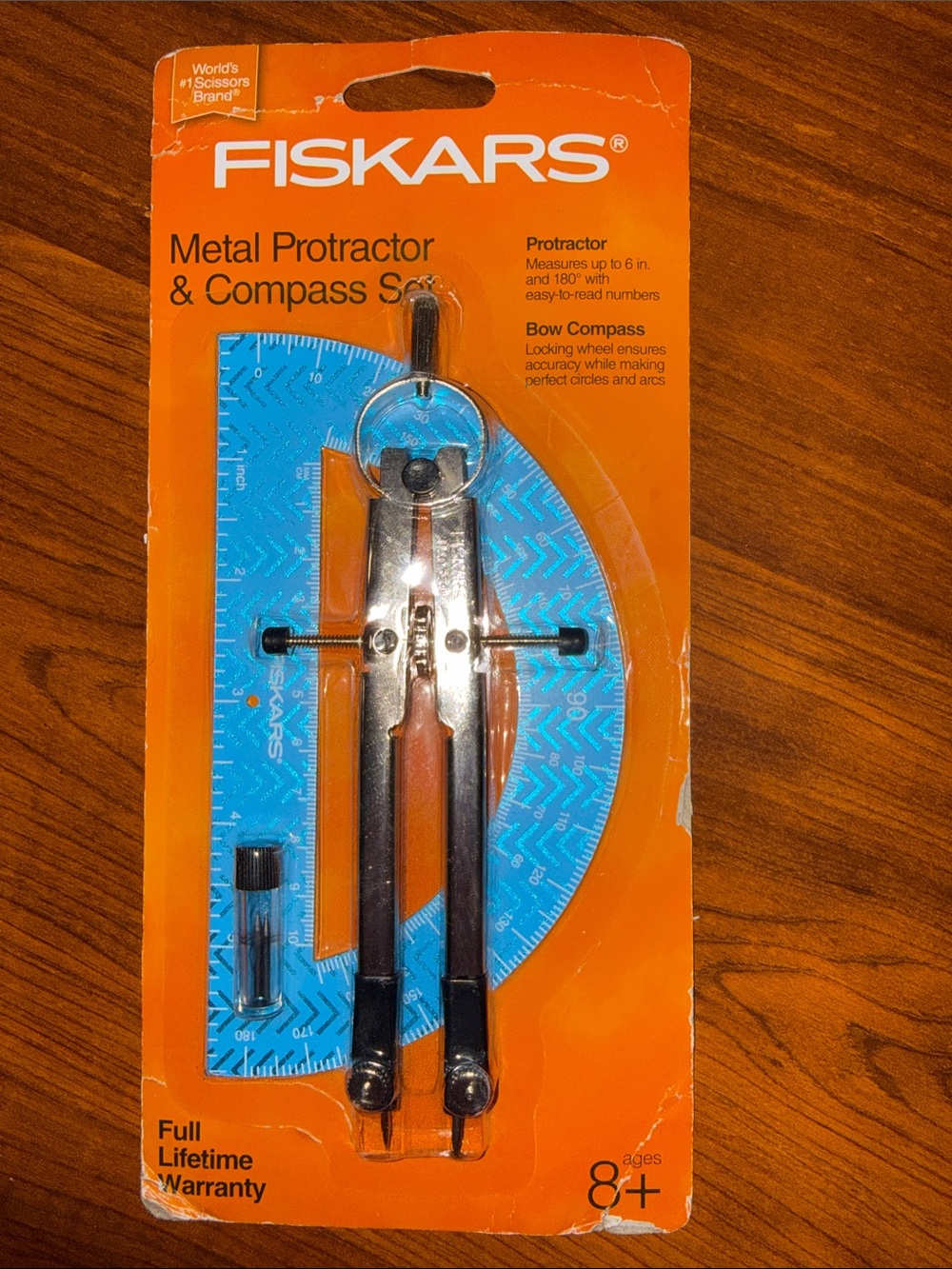Fiskars Blue & Silver Metal Protractor and Compass Set